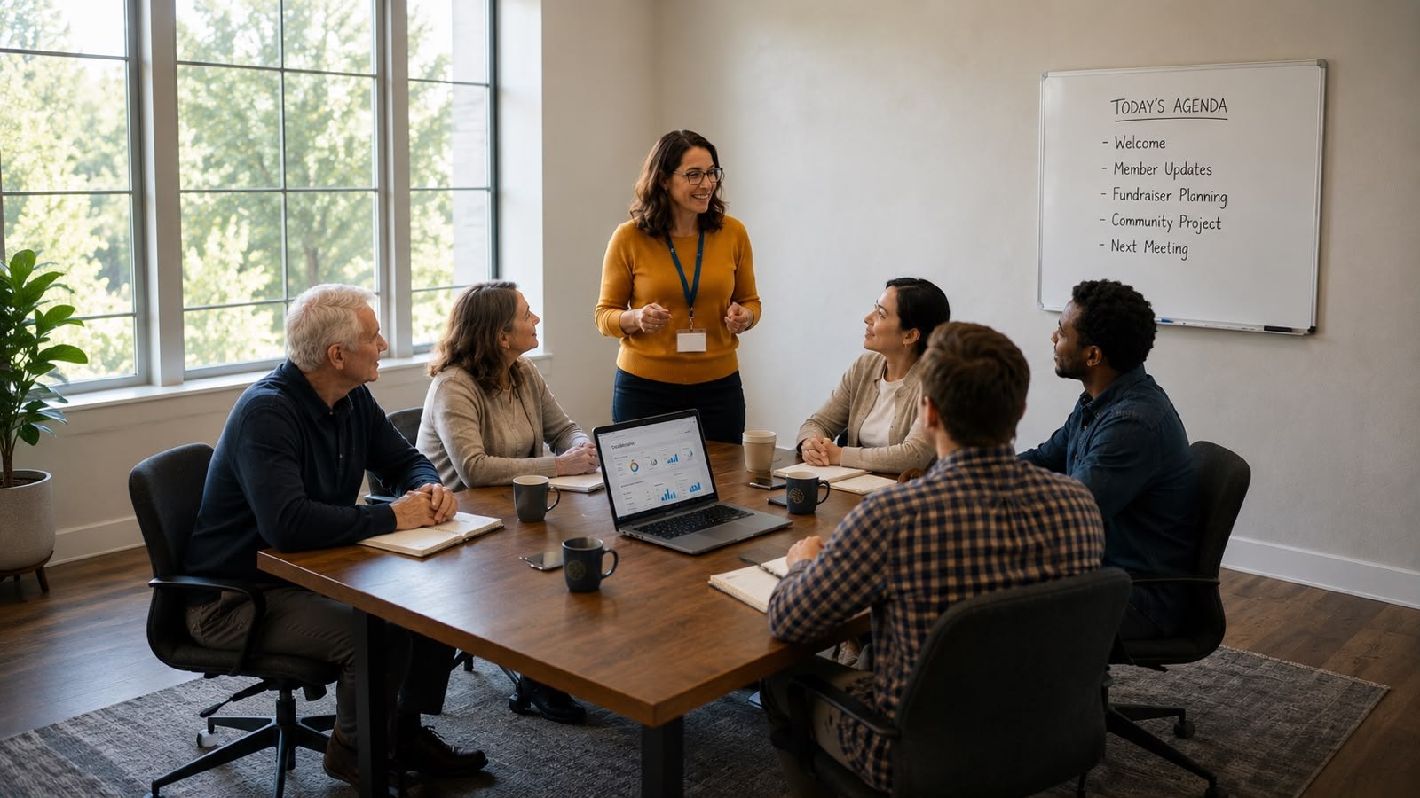 Club members at a meeting